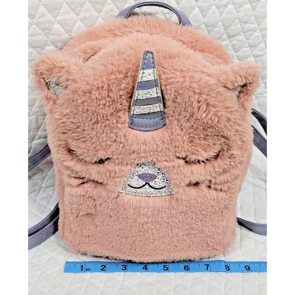 UnderOneSky Girls Soft Plush Mini Backpack Unicorn Adjustable Iridescent Straps - Picture 9 of 16
